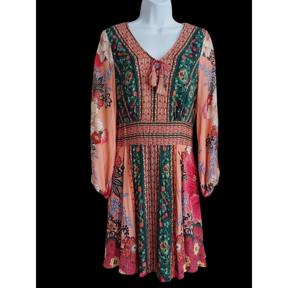 FARM RIO Women's Topanga Mini Dress Boho Floral Print S Boho